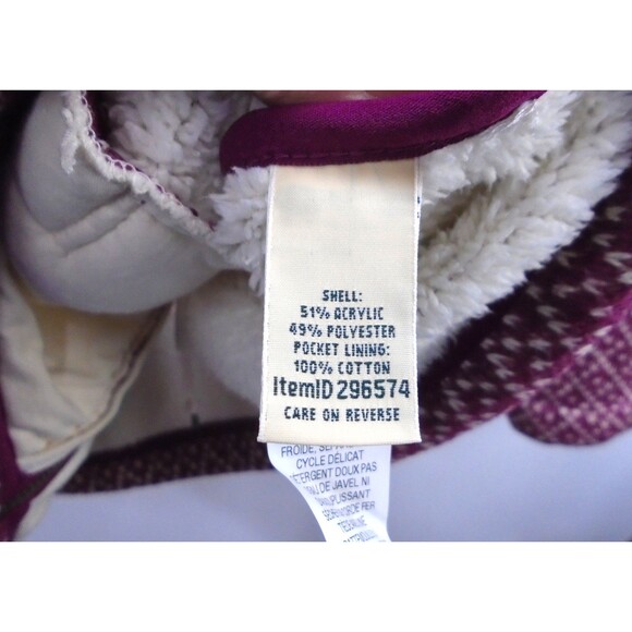 LL Bean Womens Size M Diamond Jacquard Anorak Full Zip Fleece Jacket 296574 - Picture 10 of 11